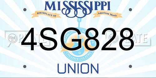 4SG828 Mississippi License Plate