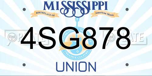 4SG878 Mississippi License Plate