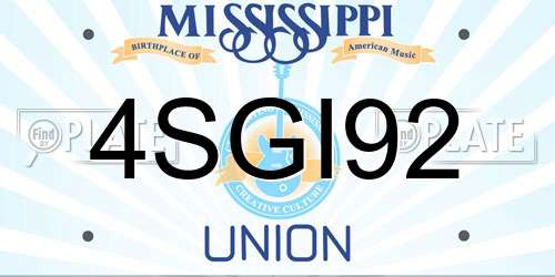 4SGI92 Mississippi License Plate