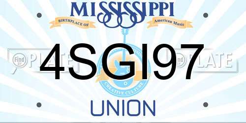 4SGI97 Mississippi License Plate