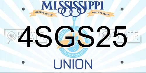 4SGS25 Mississippi License Plate