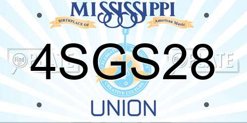 4SGS28 Mississippi License Plate