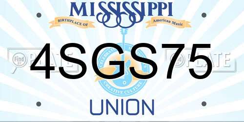 4SGS75 Mississippi License Plate