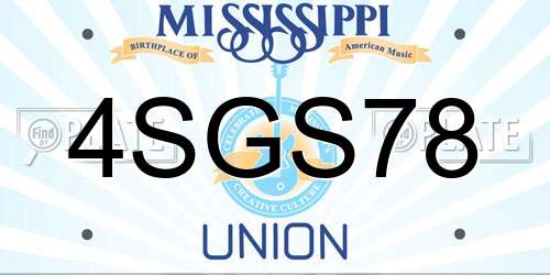 4SGS78 Mississippi License Plate
