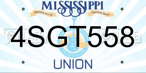 4SGT558 Mississippi License Plate