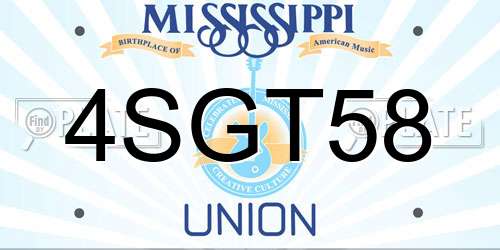 4SGT58 Mississippi License Plate