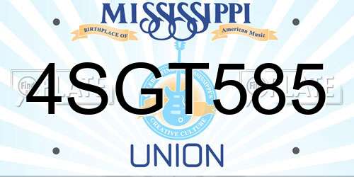 4SGT585 Mississippi License Plate