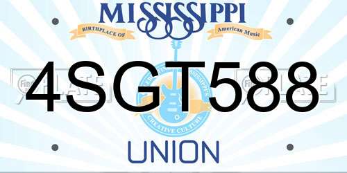 4SGT588 Mississippi License Plate