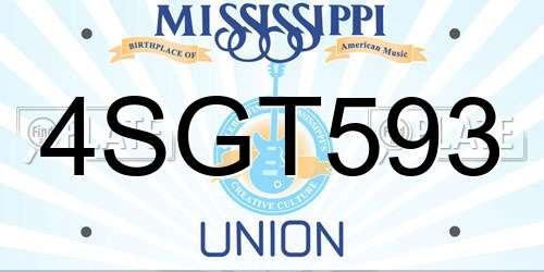 4SGT593 Mississippi License Plate