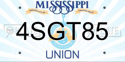 4SGT85 Mississippi License Plate