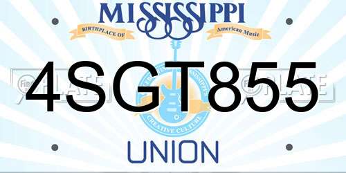 4SGT855 Mississippi License Plate