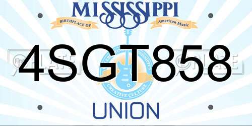 4SGT858 Mississippi License Plate