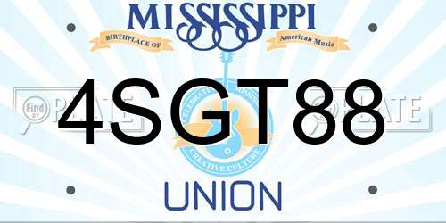 4SGT88 Mississippi License Plate