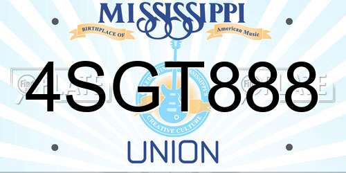 4SGT888 Mississippi License Plate