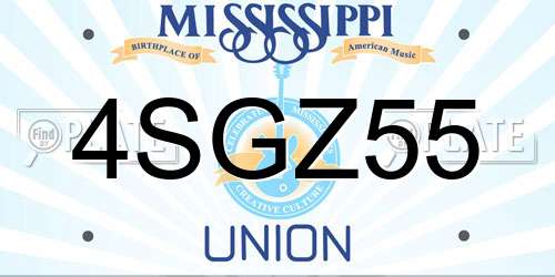 4SGZ55 Mississippi License Plate