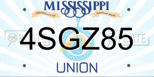 4SGZ85 Mississippi License Plate