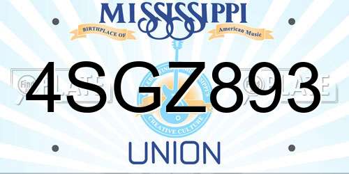 4SGZ893 Mississippi License Plate
