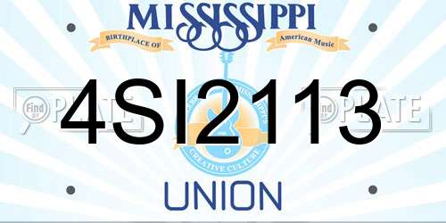 4SI2113 Mississippi License Plate
