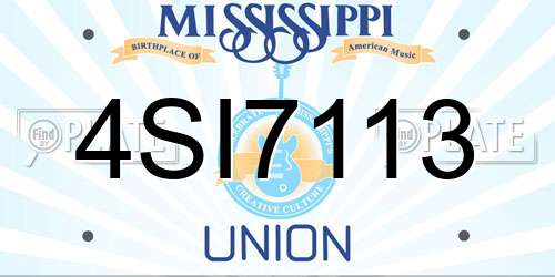 4SI7113 Mississippi License Plate