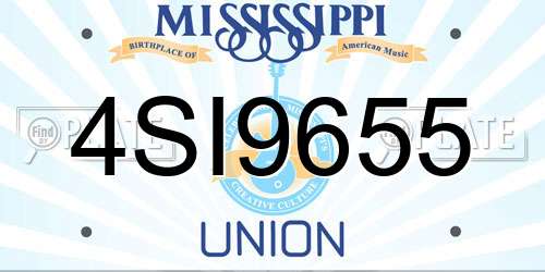 4SI9655 Mississippi License Plate