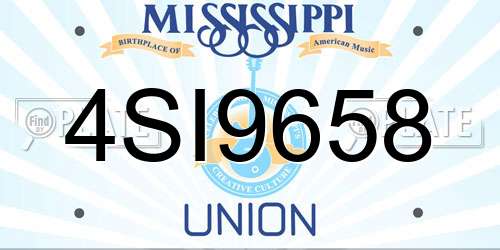 4SI9658 Mississippi License Plate