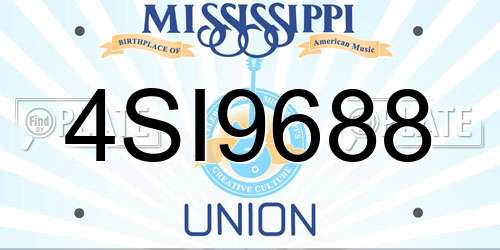 4SI9688 Mississippi License Plate
