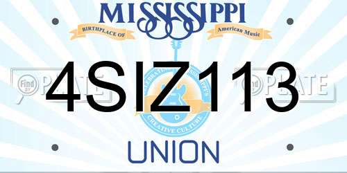 4SIZ113 Mississippi License Plate