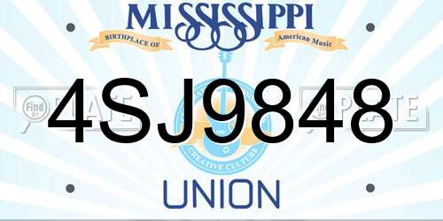 4SJ9848 Mississippi License Plate