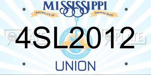 4SL2012 Mississippi License Plate