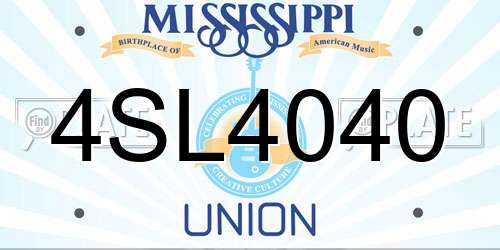 4SL4040 Mississippi License Plate