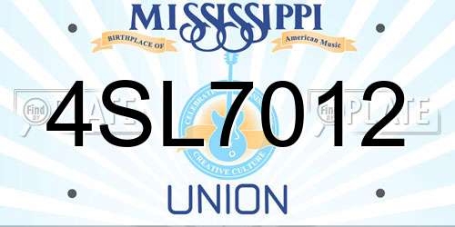 4SL7012 Mississippi License Plate