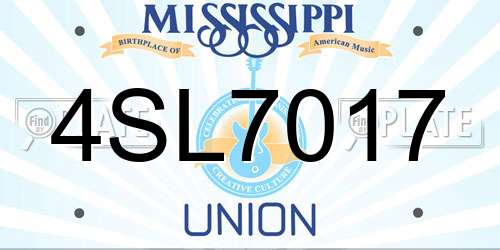 4SL7017 Mississippi License Plate