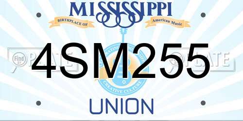 4SM255 Mississippi License Plate