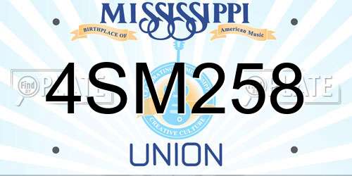 4SM258 Mississippi License Plate
