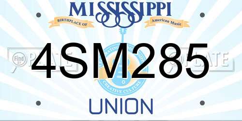 4SM285 Mississippi License Plate