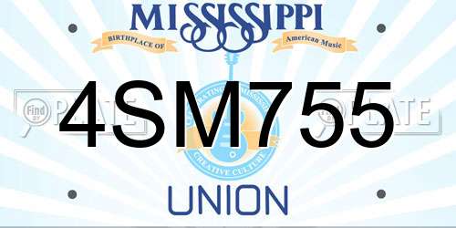 4SM755 Mississippi License Plate