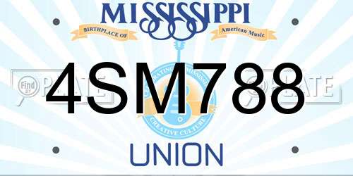 4SM788 Mississippi License Plate