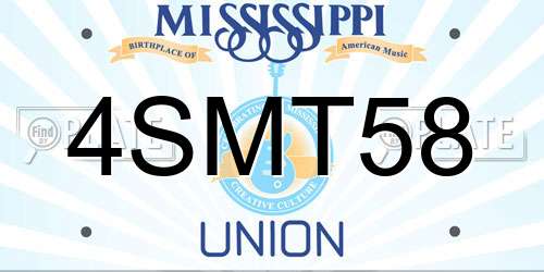 4SMT58 Mississippi License Plate