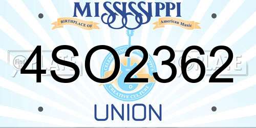 4SO2362 Mississippi License Plate