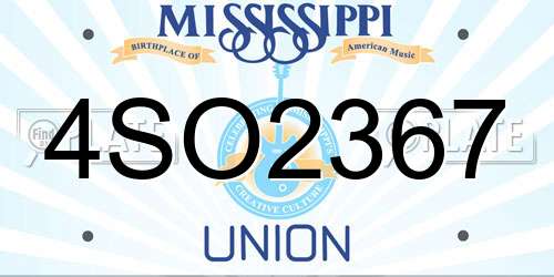 4SO2367 Mississippi License Plate