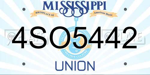 4SO5442 Mississippi License Plate