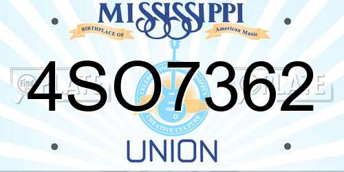 4SO7362 Mississippi License Plate