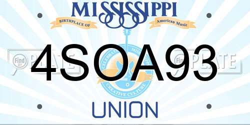 4SOA93 Mississippi License Plate