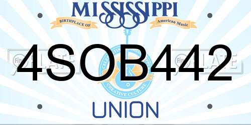 4SOB442 Mississippi License Plate