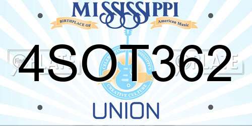 4SOT362 Mississippi License Plate