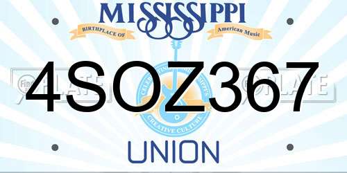 4SOZ367 Mississippi License Plate