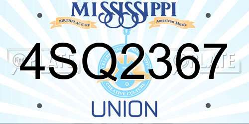 4SQ2367 Mississippi License Plate