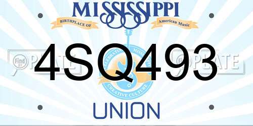 4SQ493 Mississippi License Plate