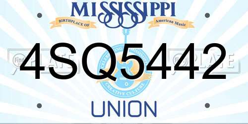 4SQ5442 Mississippi License Plate