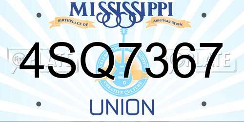 4SQ7367 Mississippi License Plate
